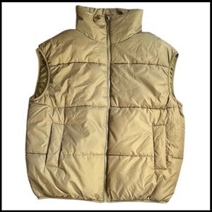 🄷&🄼 Quilted Puffer Vest with Stand-Up Collar